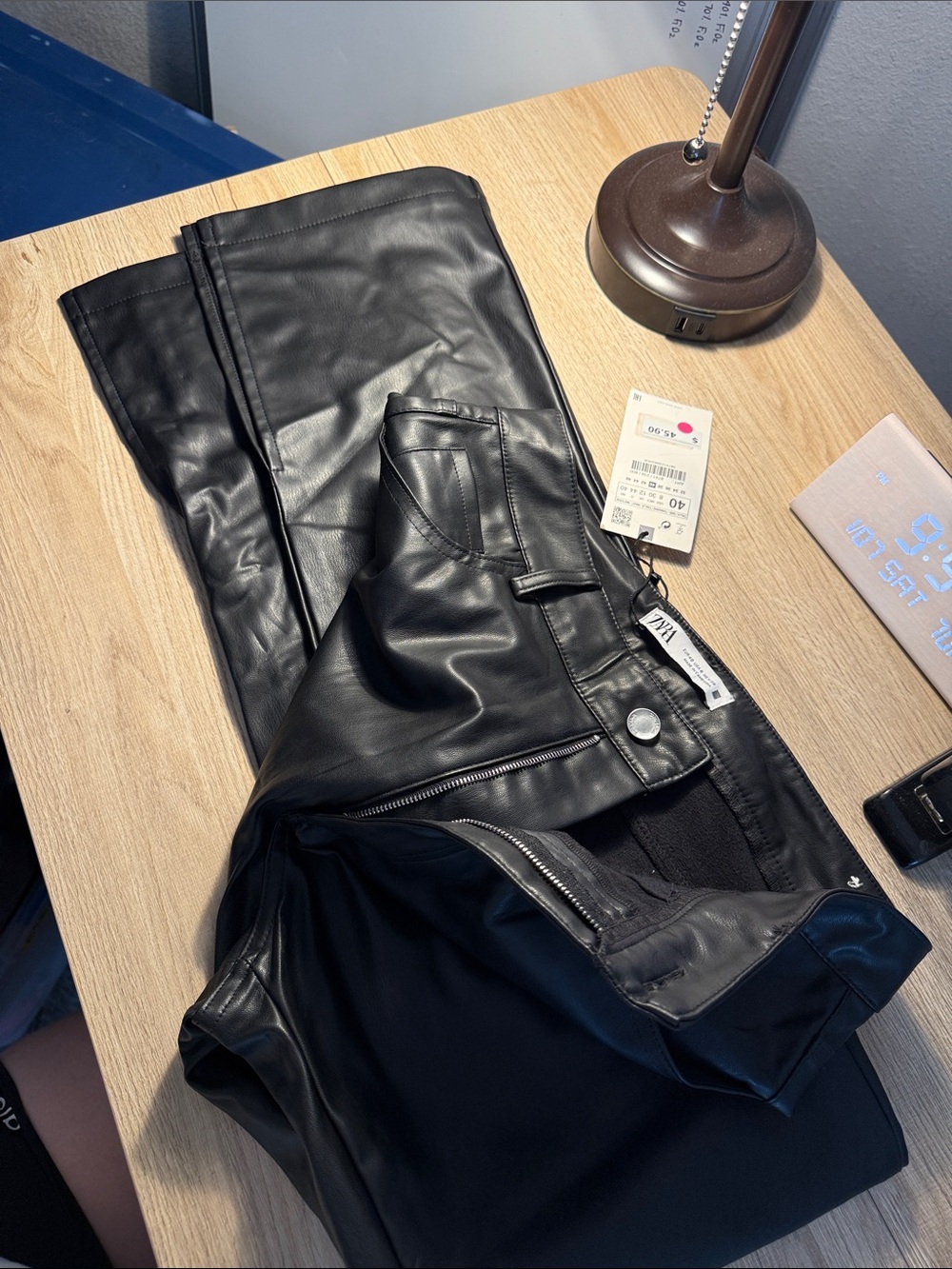 ZARA Black Faux Leather Skinny Pants